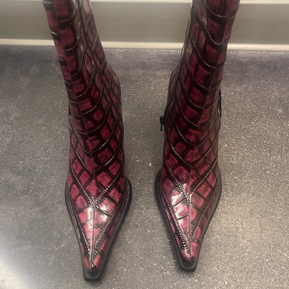 Jeffrey Campbell Purple Croc Lace-Up Knee Boots - Picture 8 of 8